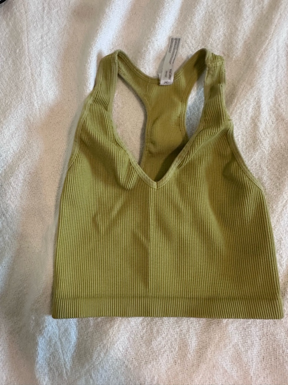 Freepeople Movement Ribbed Olive Green Racerback Crop Tank
